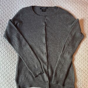 Bloomingdale's Women's Gray Crewneck 100% Cashmere Button-Front Cardigan